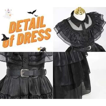 GUUZOGG Costume Dress for Girls, Kids Dress with Wig Belt Socks and THING, Halloween Costumes for Girls Cosplay Party Birthday Christmas New Years Dress