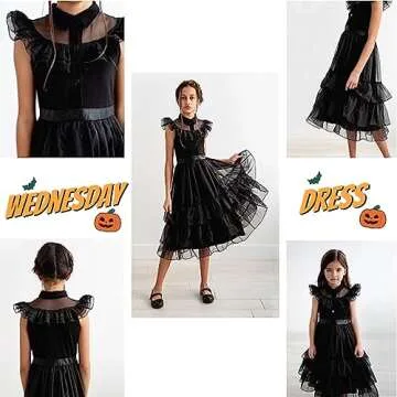 GUUZOGG Costume Dress for Girls, Kids Dress with Wig Belt Socks and THING, Halloween Costumes for Girls Cosplay Party Birthday Christmas New Years Dress