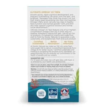 Nordic Naturals Ultimate Omega 2X Teen 60 Strawberry Soft Gels