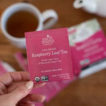 Earth Mama Organic Raspberry Leaf Tea Bags | Labor Tonic & Menstrual Support Herbal Tea, Red Raspberry Leaf Tea for Pregnancy & Postpartum Care Recovery, Caffeine Free Tea, Non GMO, (16 Teabags, 3-Pk)