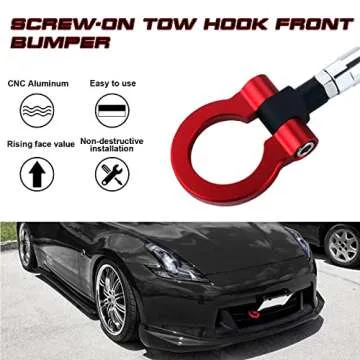 JDM Screw-ON Red Sport Racing Aluminum Tow Hook for Nissan 370Z GT-R Juke Infiniti G37 QX70 FX35