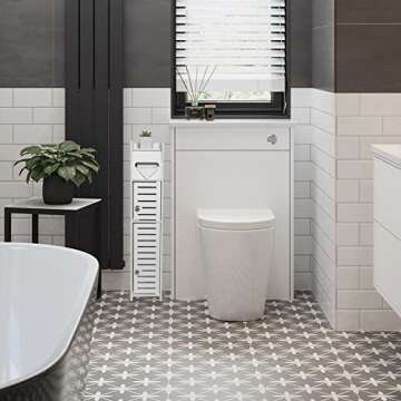 TUOXINEM Storage Cabinet for Small Spaces, Over The Toilet Cabinet for Skinny Bathroom Storage Corner Floor, Slim Paper Cabinet with 2 Doors & Shelves (White)