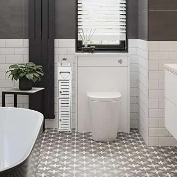 TUOXINEM Storage Cabinet for Small Spaces, Over The Toilet Cabinet for Skinny Bathroom Storage Corner Floor, Slim Paper Cabinet with 2 Doors & Shelves (White)