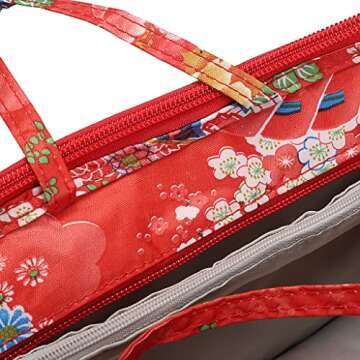 BTSKY Printing Handbag Organizers Inside Purse Insert-High Capacity 13 Pockets Bag Tote Organizer with Handle Fashion Style (Festive Flower)