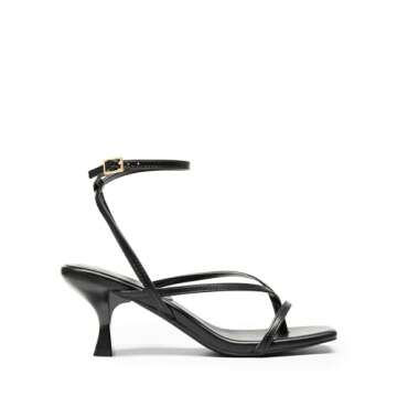 DREAM PAIRS Women's kitten Low Strappy Lace Up Heels Open Square Toe Thong Ankle Strap Heels Sexy Fa...