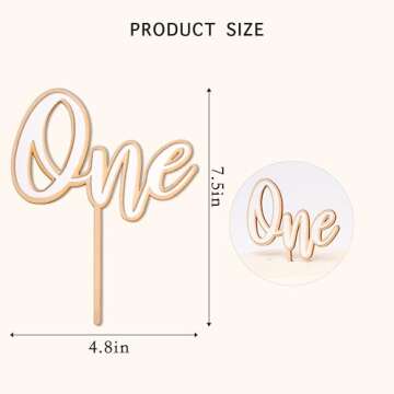 White One Cake Topper - First Birthday Cake Topper - Acrylic One Cake Topper - Cake Smash,Photo Prop...