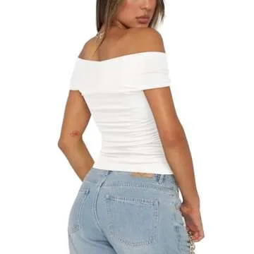 Darong Women's Summer Off The Shoulder Crop Top White