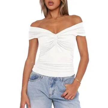 Darong Women's Summer Off The Shoulder Crop Top White