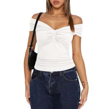 Darong Women's Summer Off The Shoulder Crop Top White