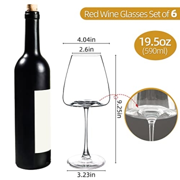 Elegant Red Wine Glasses Set of 6 for Tastings and Home