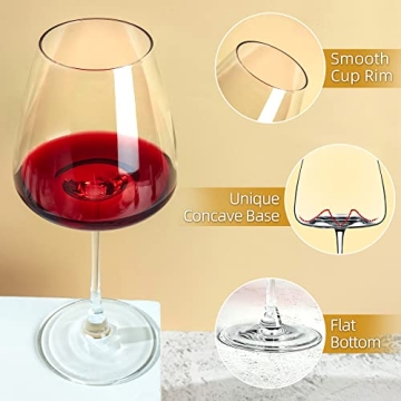 Elegant Red Wine Glasses Set of 6 for Tastings and Home