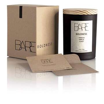 BARE KOLLECTIONS Boldness Tobacco Vanilla Honey and Amber – 11oz – 70 Hour Burn Time – Natural Coconut Soy Wax Candle – Hand Poured – Made in The USA