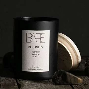 BARE KOLLECTIONS Boldness Tobacco Vanilla Honey and Amber – 11oz – 70 Hour Burn Time – Natural Coconut Soy Wax Candle – Hand Poured – Made in The USA