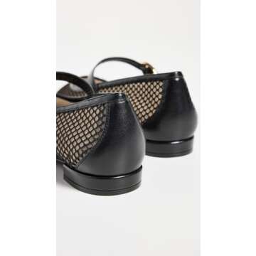 Stuart Weitzman Women's Arabella Mary Jane Flats, Black, 6 Medium US