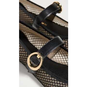 Stuart Weitzman Women's Arabella Mary Jane Flats, Black, 6 Medium US