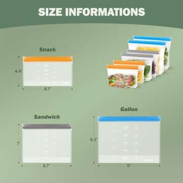 Dishwasher Safe Reusable Storage Bags Stand Up - BPA Free Reusable Sandwich Bags - Leakproof Gallon Freezer Bags, Silicone Food Storage Bags - Multicolor 8 Gallon + 8 Sandwich + 8 Snack Bags