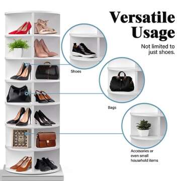 EconoHome 360° Rotating Shoe Rack 7-Tiers Organizer Spinning shoe rack, Rotating shoe Organizer tower Holds Up to 35 Pairs of Shoes, Shoe Storage Shelf for Entryway Living Room Hallway Shoe Cabinet