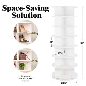EconoHome 360° Rotating Shoe Rack 7-Tiers Organizer Spinning shoe rack, Rotating shoe Organizer tower Holds Up to 35 Pairs of Shoes, Shoe Storage Shelf for Entryway Living Room Hallway Shoe Cabinet