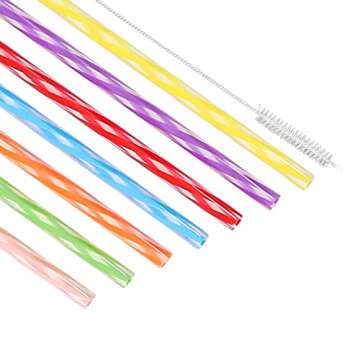 Honest ECO Reusable Stirrer Straws, Straw Cleaner Brush, Short Assorted color Plastic Straws fit for...