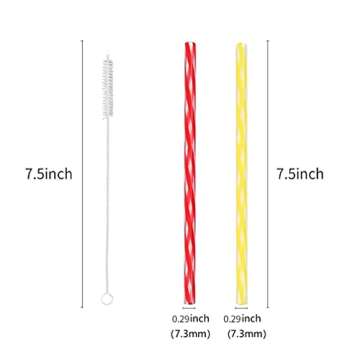 Honest ECO Reusable Stirrer Straws, Straw Cleaner Brush, Short Assorted color Plastic Straws fit for Milk & Juice & Coffee & Smoothies & Cocktail & Kids Straws Kit (24Count-7.5in)