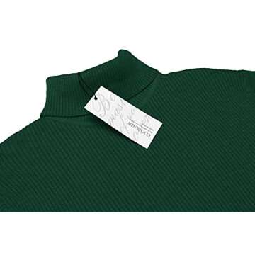 COOFANDY Mens Ribbed Slim Fit Knitted Pullover Casual Turtleneck Sweater Hunter Green