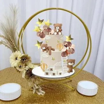 Bear Cake Toppers Bear Balls Cake Decorations with BABY Letters for Boy Baby Shower Birthday Party Decorations (Coffee)