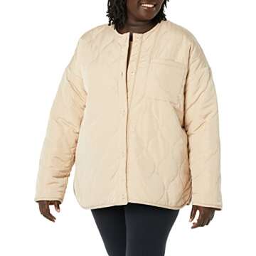 Stylish Daily Ritual Quilted Liner in Taupe - Plus Size