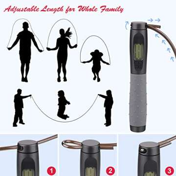 Te-Rich Weighted Jump Rope with LCD Counter for All Ages