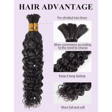 Human Braiding Hair Water Wave Bulk Human Hair for Braiding 1 Bundle 100g 18 Inch No Weft 10A Brazilian Virgin Curly Human Hair Extensions for Boho Braids Wet and Wavy Human Hair Braiding Hair