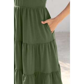 LEADINK Women's Spring Summer Dress 2025 V Neck Midi