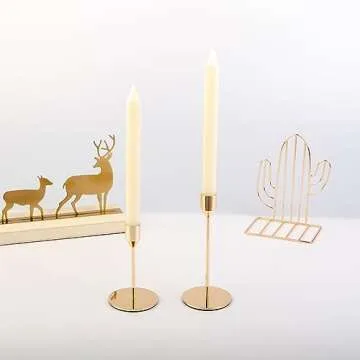 Set of 5 Taper Candlestick Holders, Modern Candle Holders for Table Centerpiece, Easy Assembly, Tall Metal Candle Stick Candle Holder for Mantel Wedding Christmas, Champagne Gold