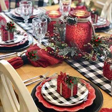 Acronde 20PCS Artificial Pine Picks Christmas Simulation Pine Needle Small Berries Pinecones for Flower Arrangements Wreaths Wedding Garden Xmas Tree Decorations (Red)