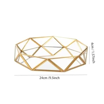 Feyarl Gold Glass Perfume Tray - Elegant Organizer for Vanity