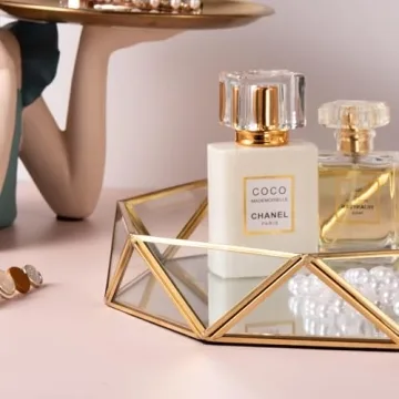 Feyarl Gold Glass Perfume Tray - Elegant Organizer for Vanity