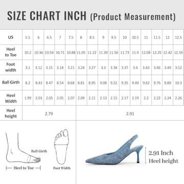 heelchic Kitten Pumps Heels for Women, Women‘s Low Heels Comfortable Slingback Dress Shoes Denim Blue