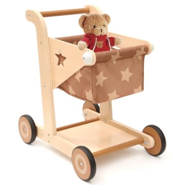 Asweets 2 in 1 Wooden Baby Walker Push and Pull Doll Stroller,Shopping Cart Learning Walker for Boys...