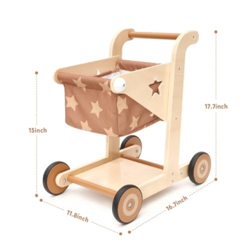Asweets Wooden Baby Walker 2-in-1 Stroller and Cart