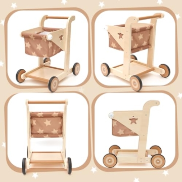 Asweets Wooden Baby Walker 2-in-1 Stroller and Cart