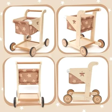 Asweets Wooden Baby Walker 2-in-1 Stroller and Cart