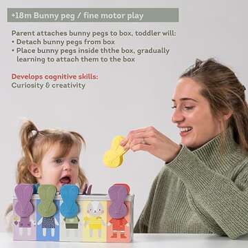 Taf Toys Bunny Sorting Stacking Pegs for Toddlers 18-36 Months