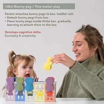 Taf Toys Bunny Sorting Stacking Pegs for Toddlers 18-36 Months
