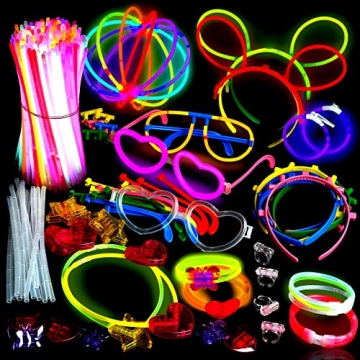 500 Glow Sticks Party Pack Necklaces And Bracelets - Ultra Bright Glow in The Dark Party Supplies, B...