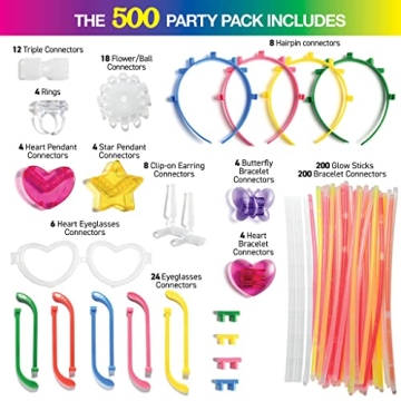 500 Glow Sticks Party Pack - Ultra Bright Party Supplies