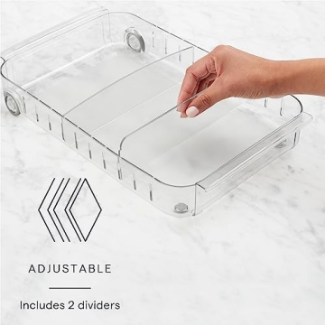 YouCopia Clear Rolling Refrigerator Organizer Bin with Handles