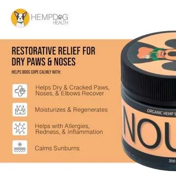 Hemp Dog Health - Nourish - Hemp Salve - Dog Paw & Nose Balm - Moisturizer for Allergies & Inflammation - Dryness Relief & Natural Paw Soother to Protect Your Dog’s Skin