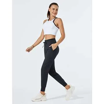 ZUTY Women's High Waisted Joggers Pants Sweatpants with Pockets for Athletic Running Casual Tapered Track Pants for Workout Black XL