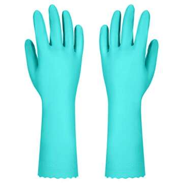 Elgood Reusable Dishwashing Cleaning Gloves with Latex free, Cotton lining,Kitchen Gloves 2 Pairs,Purple+blue large