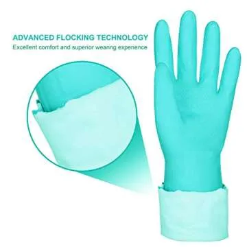 Elgood Reusable Dishwashing Cleaning Gloves with Latex free, Cotton lining,Kitchen Gloves 2 Pairs,Purple+blue large