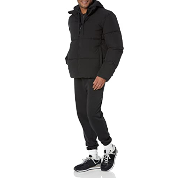 Amazon Essentials Men's Mock Neck Heavyweight Puffer Coat (Available in Big & Tall), Black, X-Small