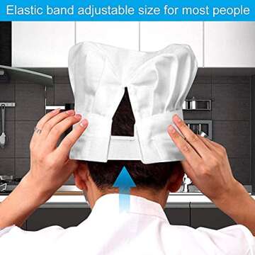 Premium Chef Hat with Adjustable Elastic Band for All Ages